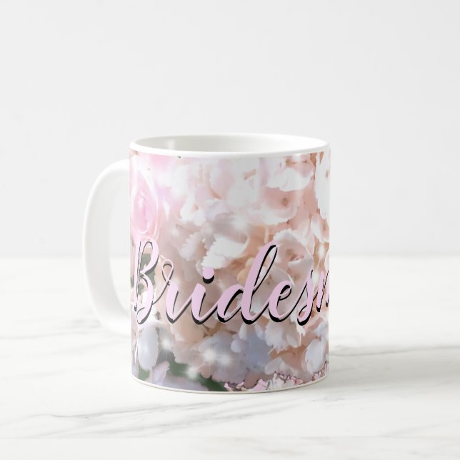 Romantic white lace hydrangeas roses Bridesmaids  Coffee Mug (Front Left)
