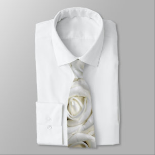 Romantic White lush blossom roses Tie