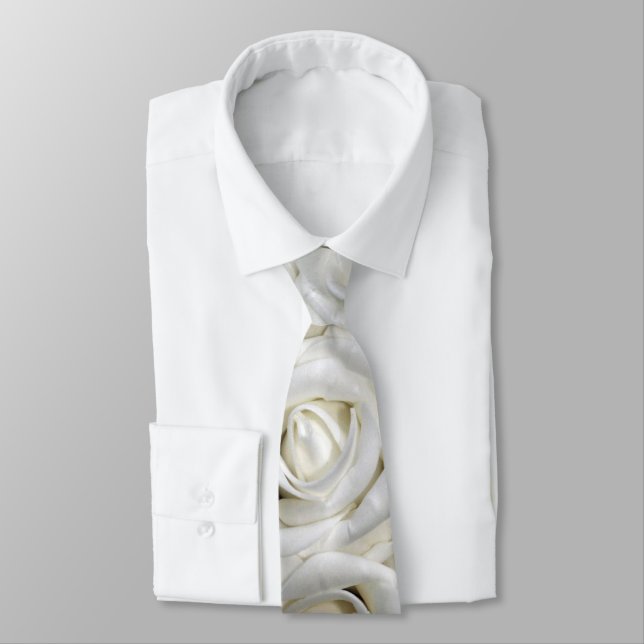 Romantic White lush blossom roses Tie (Tied)