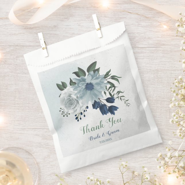 romantic white navy & dusty blue flowers wedding favour bags (Clipped)
