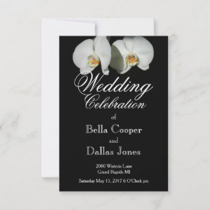 Romantic White Orchids, tropical floral photo Invitation