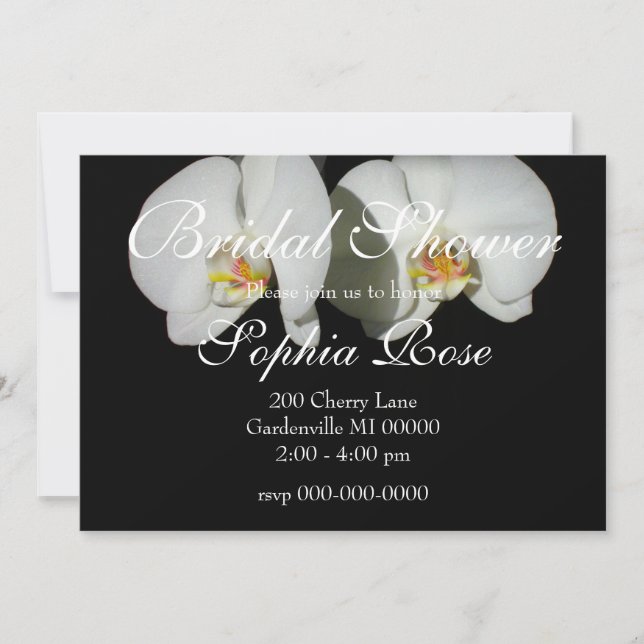Romantic White Orchids, tropical floral photo Invitation (Front)