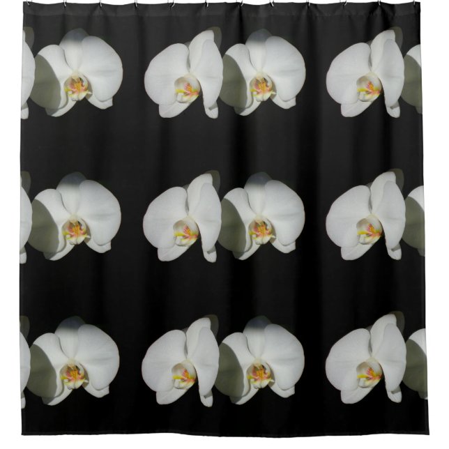 Romantic White Orchids, tropical floral photo Shower Curtain (Front)