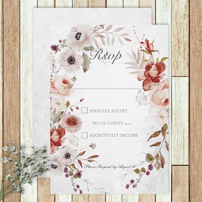 Romantic White Pink Floral Wedding Response Card (Creator Uploaded)