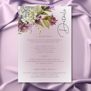 Romantic White & Purple Floral Modern Details Enclosure Card