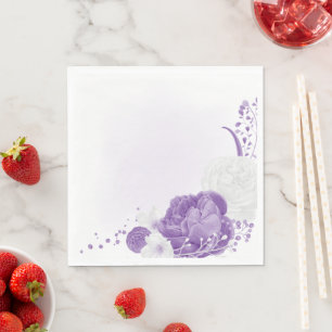 romantic white & purple wedding napkin