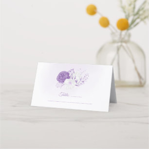 romantic white & purple wedding place card