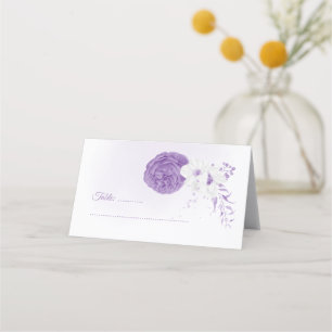 romantic white & purple wedding place card