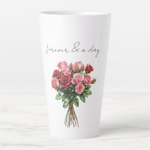 Romantic White Red Pink Roses Floral Wedding Latte Mug