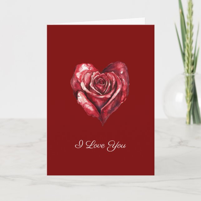 Romantic White Red Rose Heart Love Card (Front)