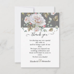 Romantic White Rose Editable Wedding Thank You