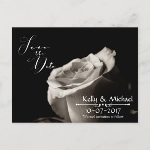 Romantic White Rose Save the Date Cards