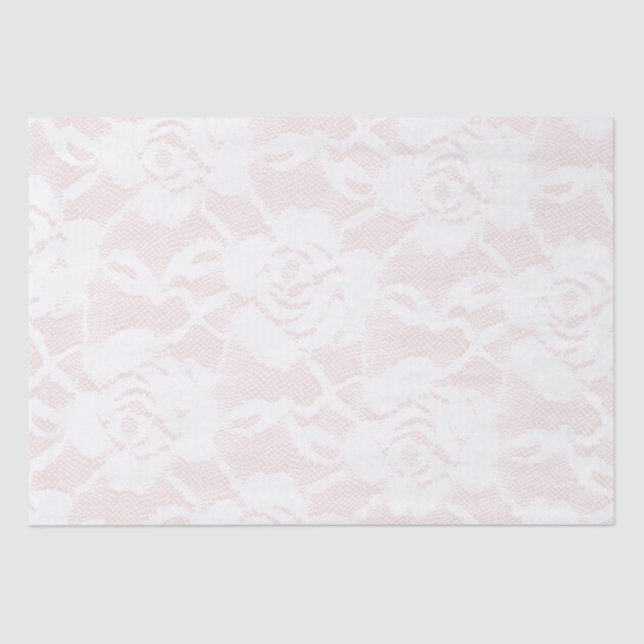 Romantic White Roses Blush Pink Wedding Tissue Paper (Front)