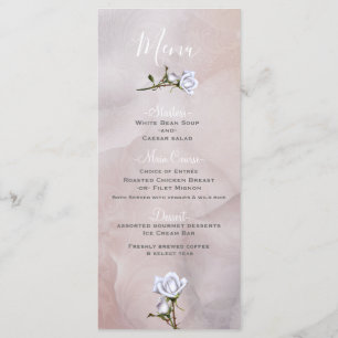 Romantic White Roses Elegant Glam Wedding Menu