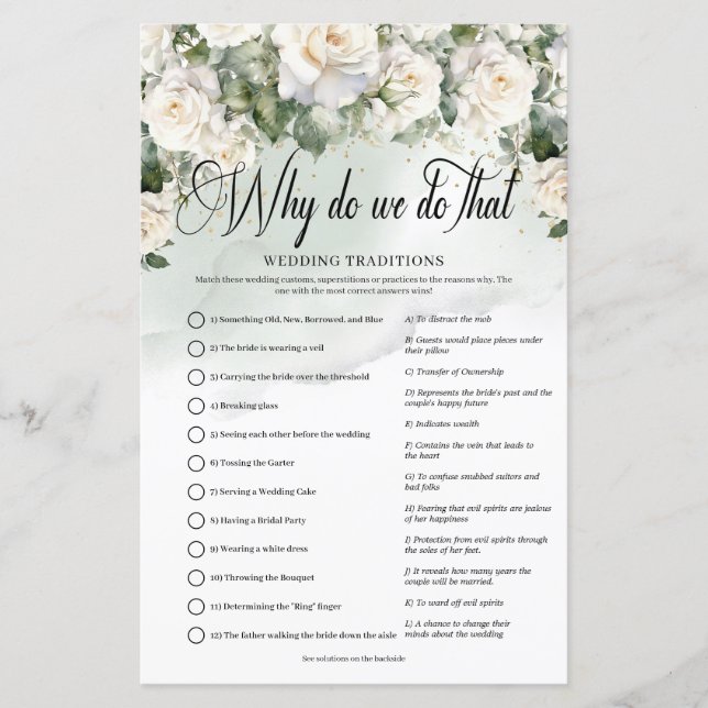 Romantic white roses Eucalyptus Wedding Tradition (Front)