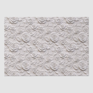 Romantic White Roses Faux Leather Wedding Tissue Paper