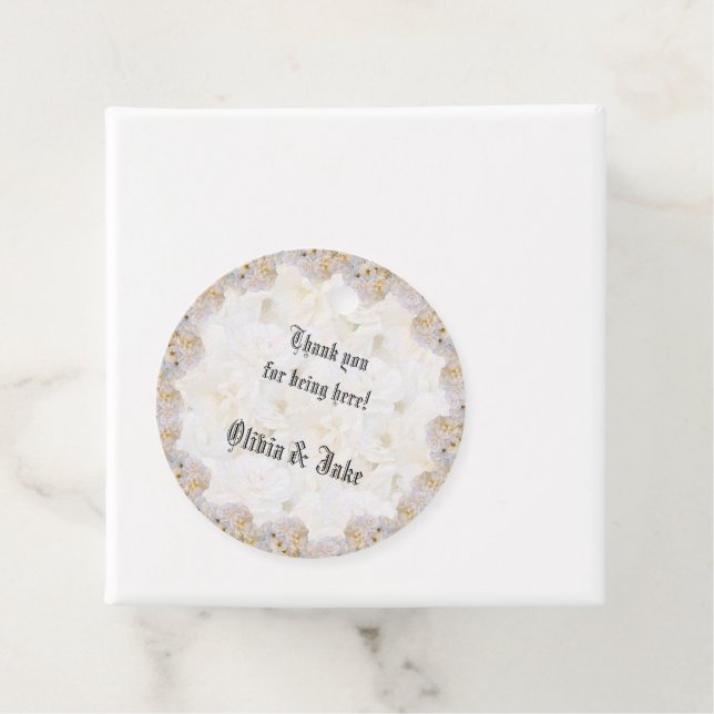Romantic white roses  guest favour tags (In Situ)
