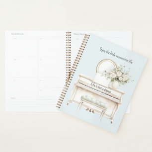 Romantic White Roses Piano life is but a dream Planner