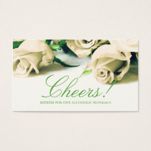 Romantic White Roses Wedding Drink Ticket