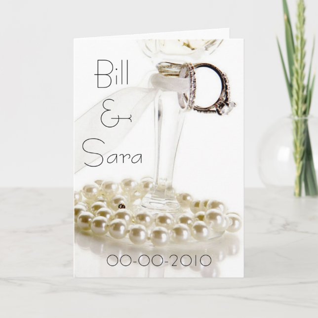 Romantic White Wedding Pearls Design Card (Front)