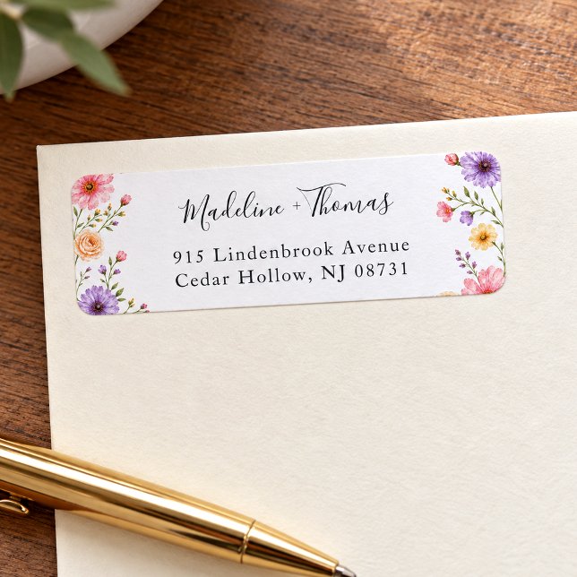 Romantic White Wildflower Wedding Return Address (Creator Uploaded)