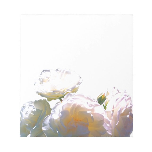 Romantic white, yellow, orange, golden amber roses notepad (Front)