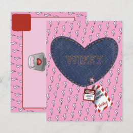 Romantic Wifey Hubby Electrical Lock Tag Heart Postcard