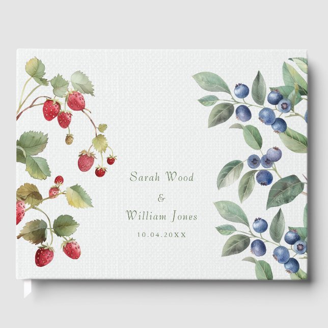 Romantic wild summer berries Wedding Guest Book (Front)