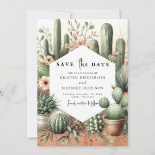 Romantic Wild West Cactus Wedding Save The Date