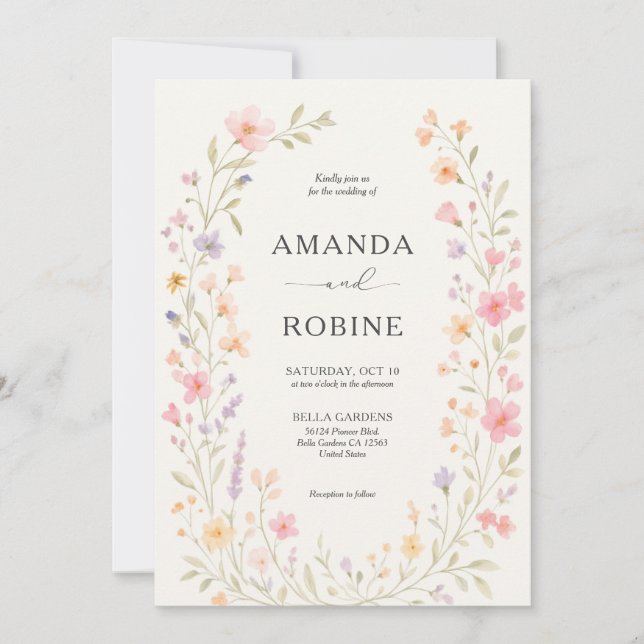 Romantic Wildflower Arch Wedding Invitation (Front)