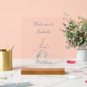 Romantic Wildflower Botanical Acrylic Wedding Sign