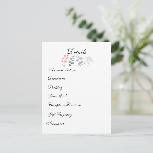 Romantic Wildflower Botanical Lavender Wedding Postcard (Standing Front)