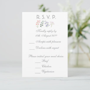Romantic Wildflower Botanical Lavender Wedding RSVP Card