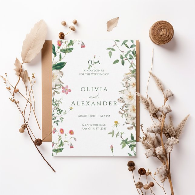 Romantic Wildflower Botanical Wedding Invitation (Creator Uploaded)
