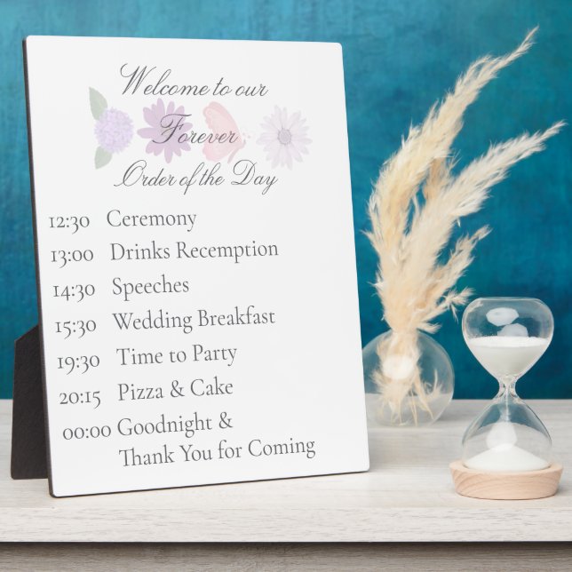 Romantic Wildflower & Butterfly Botanical Wedding  Plaque (Side)
