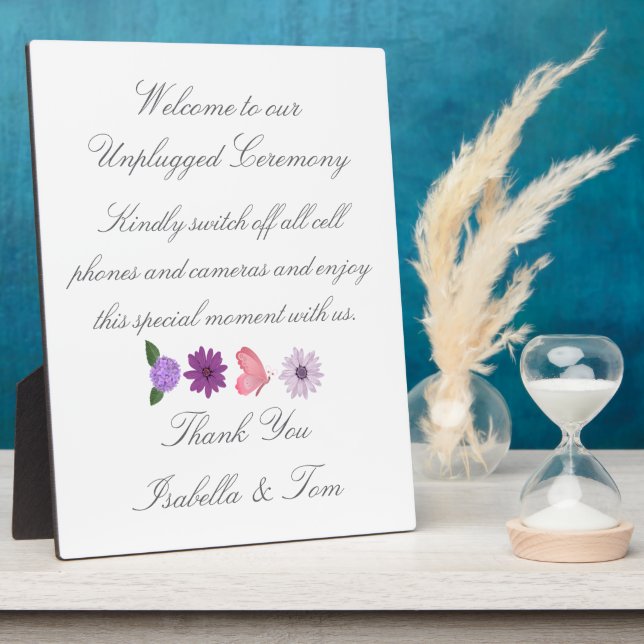 Romantic Wildflower & Butterfly Unplugged  Plaque (Side)