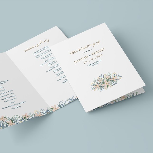 Romantic Wildflower Folded Wedding Program Card (Creator Uploaded)