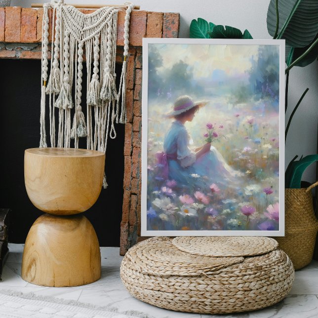 Romantic Wildflower Meadow Girl  Canvas Print (Creator Uploaded)