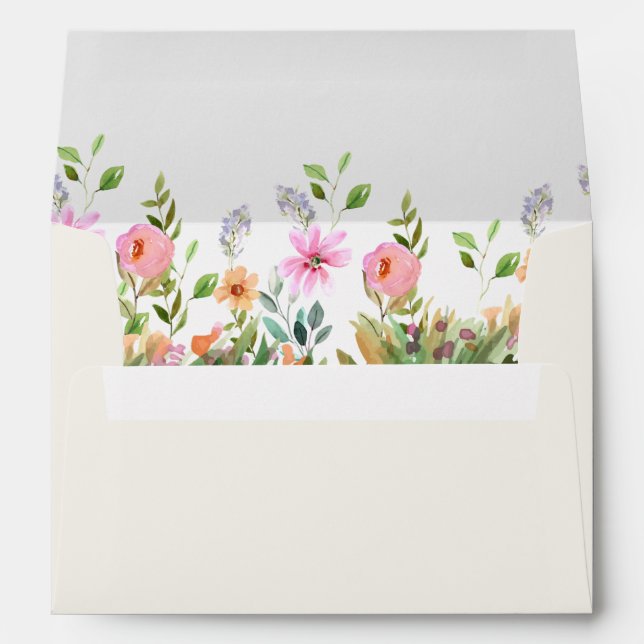 Romantic Wildflower Meadow Wedding Envelope (Back (Bottom))