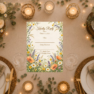 Romantic Wildflower Meadow Wedding RSVP Card