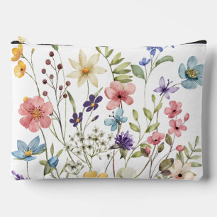 Romantic Wildflower Watercolor Accessory Pouch
