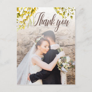 Romantic Wildflower Watercolor Thank you Postcard