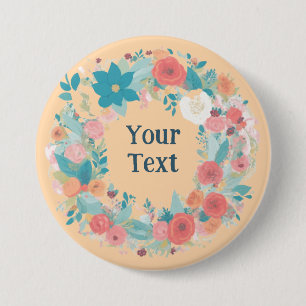 Romantic Wildflower Wreath Lapel Adornment 7.5 Cm Round Badge