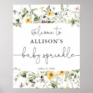 Romantic wildflowers baby sprinkle welcome sign