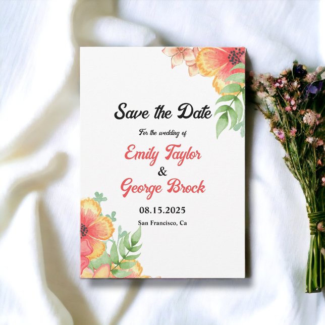 Romantic Wildflowers Botanical Boho Floral Wedding Save The Date (Creator Uploaded)