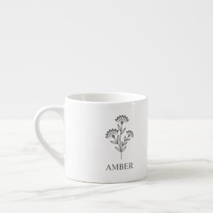 Romantic Wildflowers Bunch in Grey Name Espresso Cup