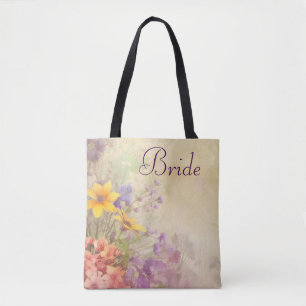 Romantic Wildflowers Dreamy Wedding Tote Bag