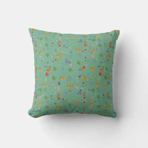Romantic wildflowers patterned cushion