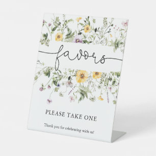 Romantic wildflowers spring favours sign