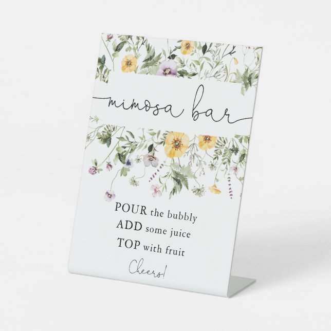 Romantic wildflowers spring mimosa bar sign (Front)